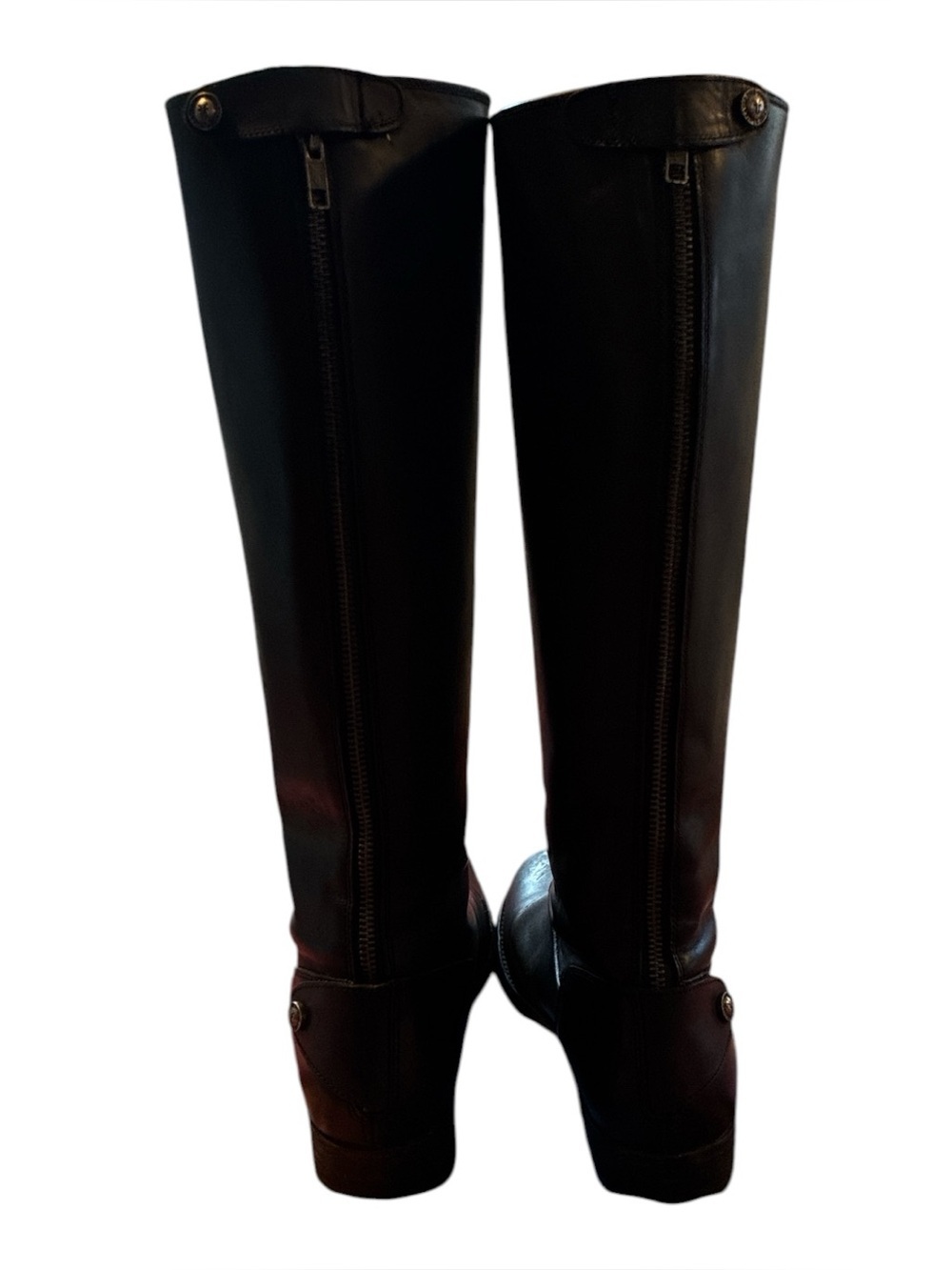 Vintage Frye Black Leather Riding Boots Back Zipper Sz 9.5 - Picture 3 of 8